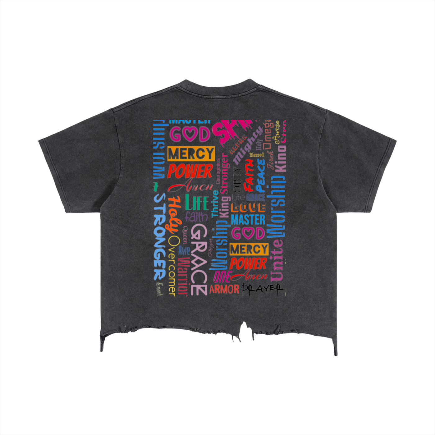 Vintage Wash Boxy Distressed Hem T-Shirt