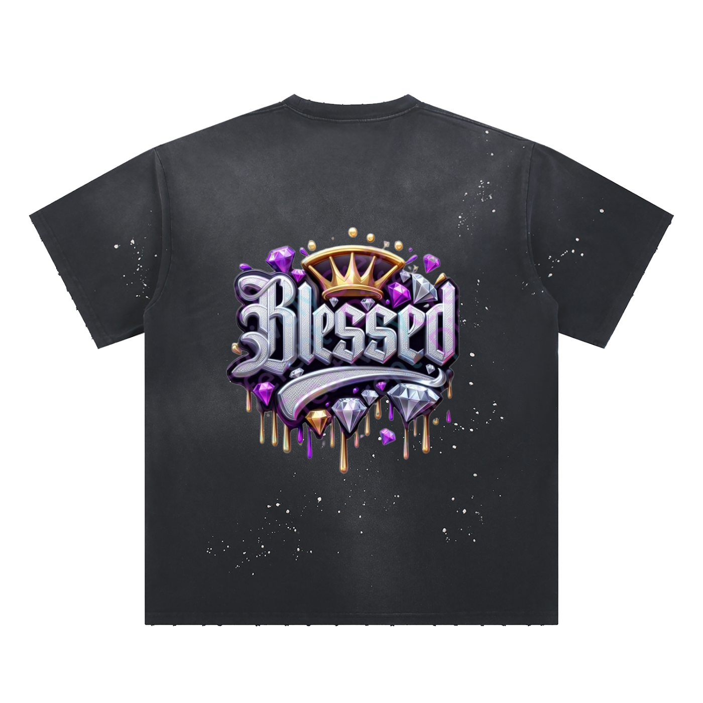 Hand-Frayed Sunfade Paint Splatter T-Shirt