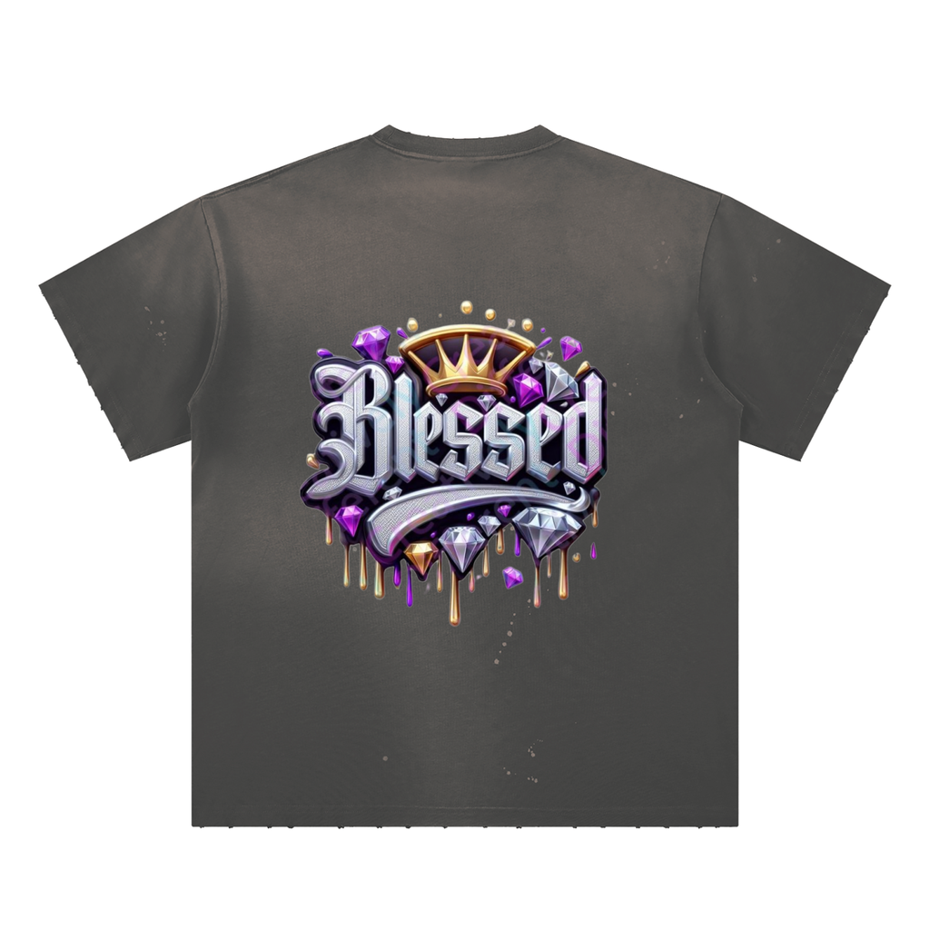 Hand-Frayed Sunfade Paint Splatter T-Shirt