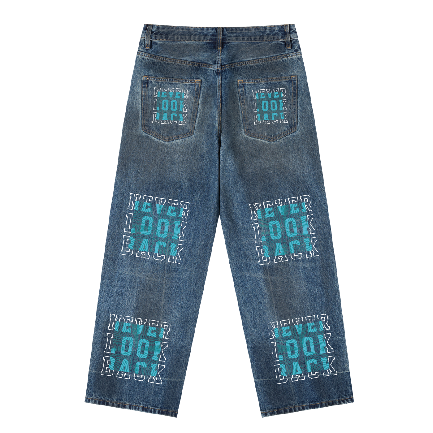 Vintage Wash Baggy Denim Jeans