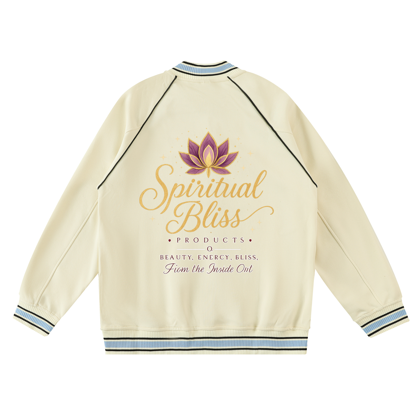 Contrast Trim Raglan Varsity Jacket