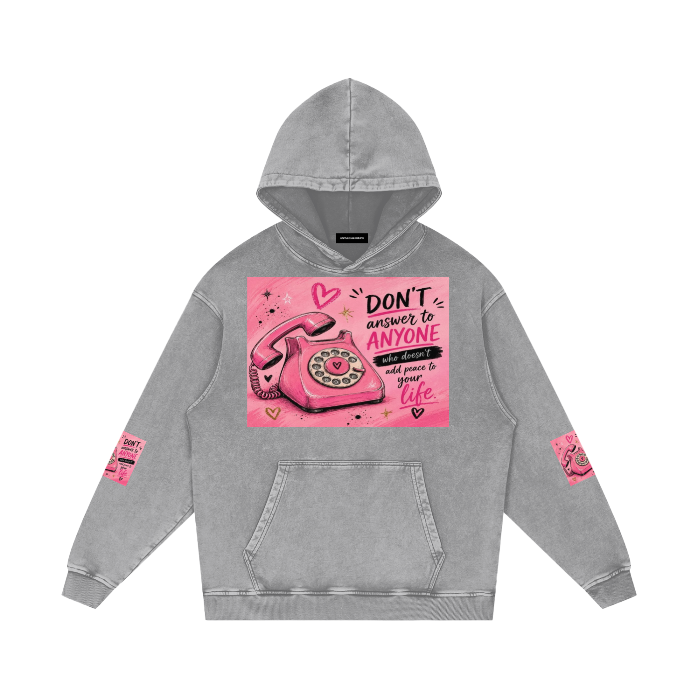 Snow Washed Loose Cotton Hoodie