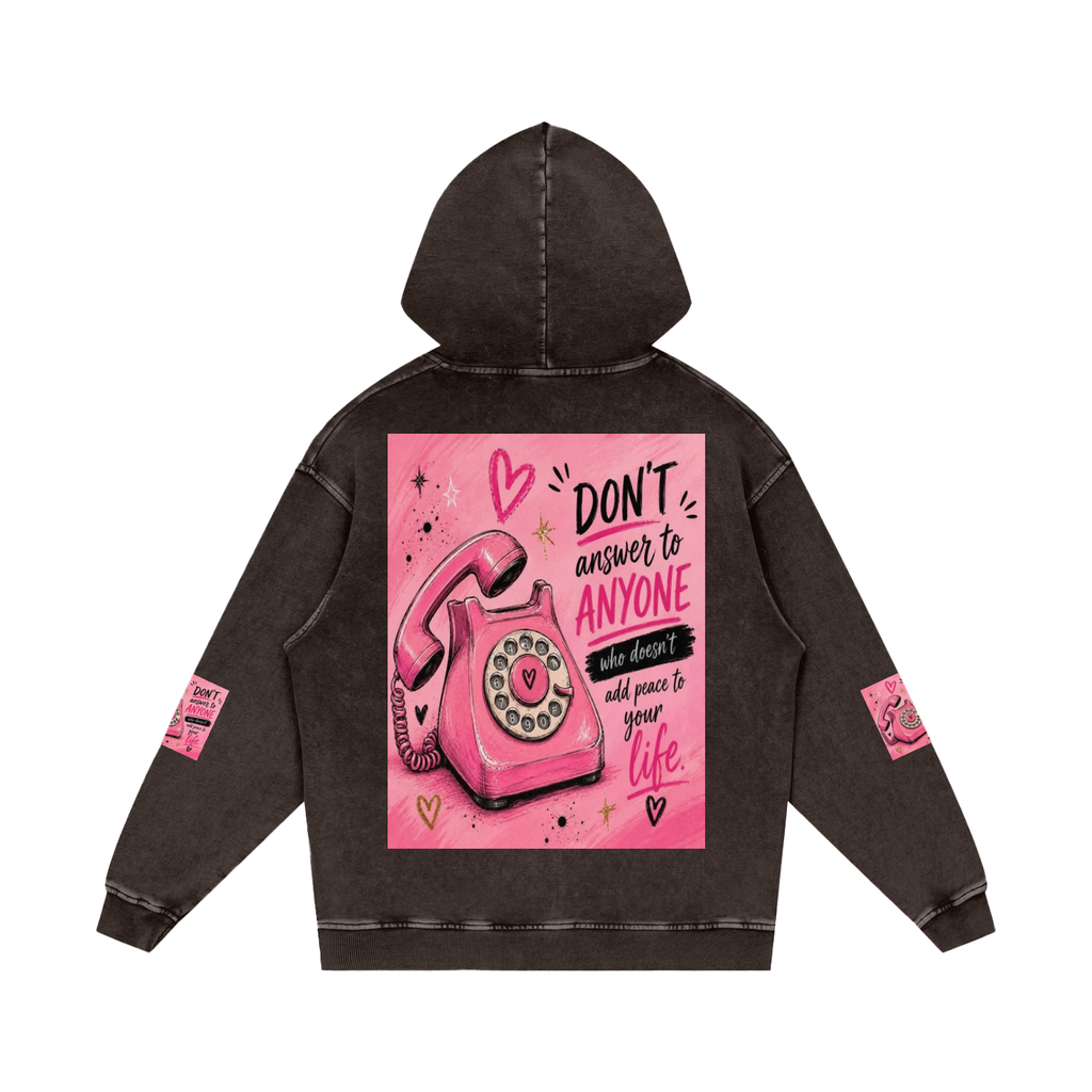 Snow Washed Loose Cotton Hoodie