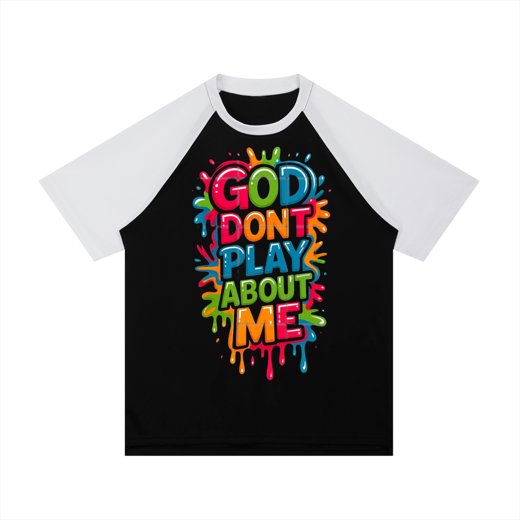 Contrast Raglan Sleeve Mesh T-Shirt