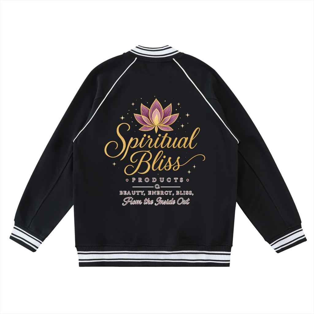Contrast Trim Raglan Varsity Jacket