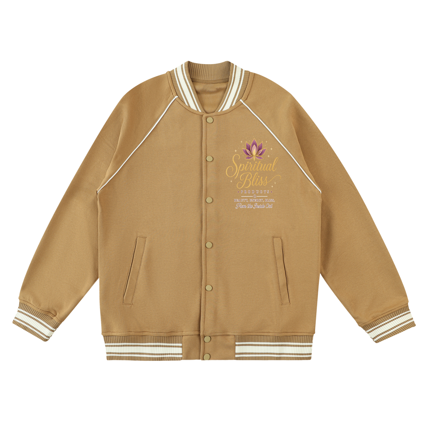 Contrast Trim Raglan Varsity Jacket